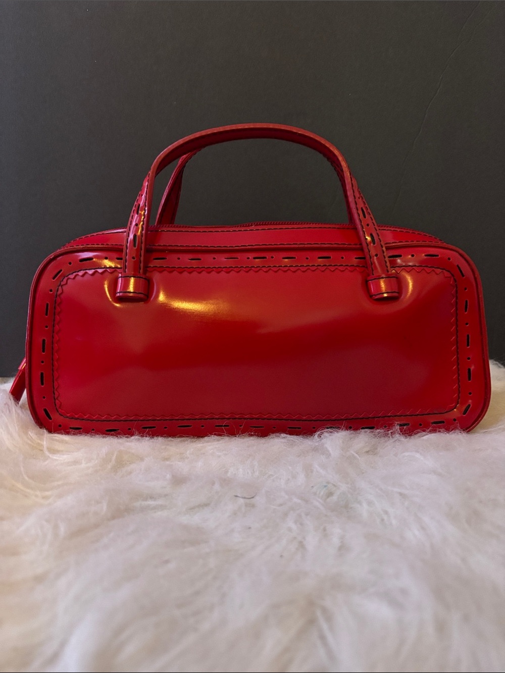 Dkny Red Patent Leather Mini Top-Handle Bag